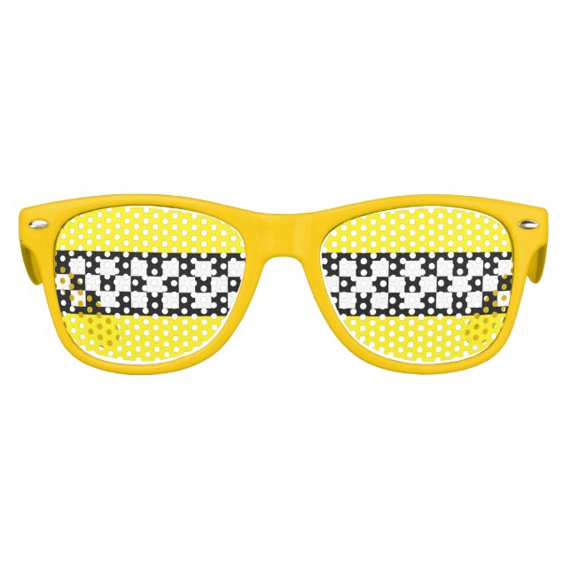 Taxi Check Stripe Pattern Kids Sunglasses (Front)
