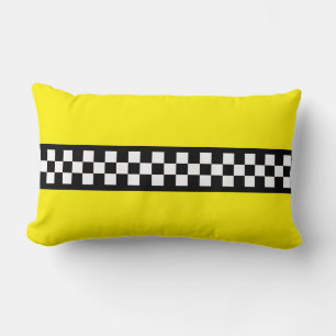 Taxi Check Stripe Pattern Lumbar Pillow