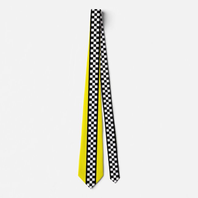 Taxi Check Stripe Pattern Tie (Front)