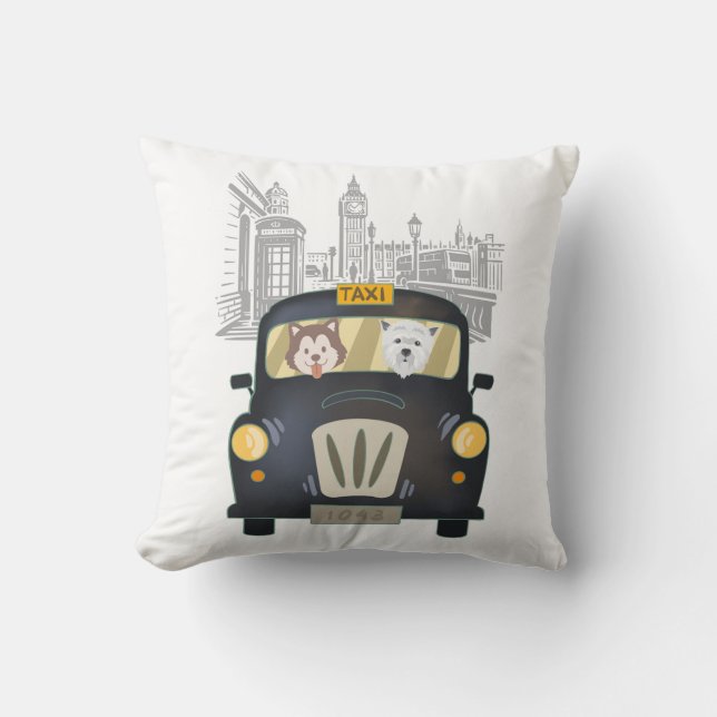 Taxi de Londres noir conduit par Coussin de chiens (Recto)