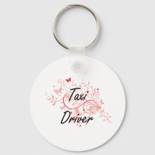 Taxi Driver Artistic Job Design with Butterflies Keychain