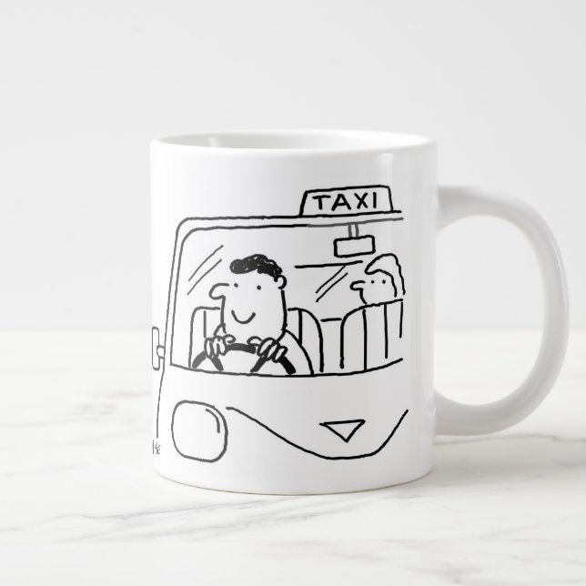 Taxi Driver Cartoon Large Coffee Mug (Right)