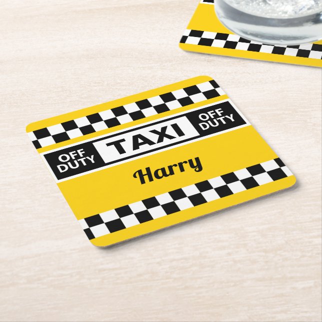 Taxi Driver Yellow Cab Off Duty Retirement Square Paper Coaster (Angled)