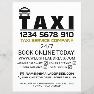 Taxi Firm Logo, Taxi Cab Firm with Price List Flyer