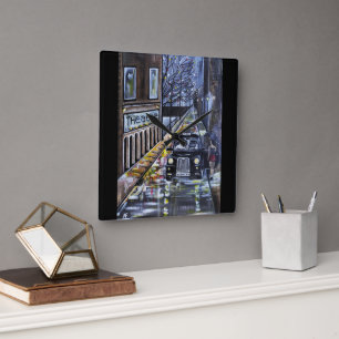 Taxi for Kate Painting by Alfred Fox Square Wall Clock