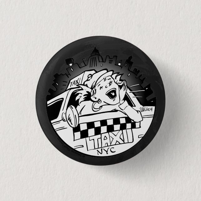 Taxi Girl 1 Inch Round Button (Front)