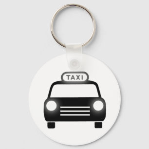 Taxi in Black & White Keychain