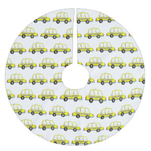 TAXI! New York City NYC Chequered Yellow Cab Brushed Polyester Tree Skirt