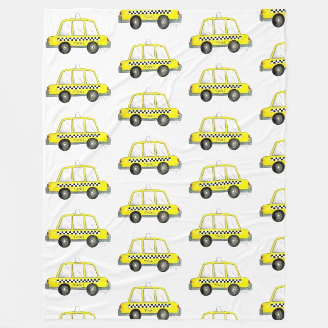 TAXI! New York City NYC Chequered Yellow Cab Fleece Blanket (Front)
