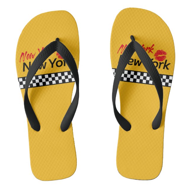 Taxi New York & Red Kiss Flip Flops (Footbed)