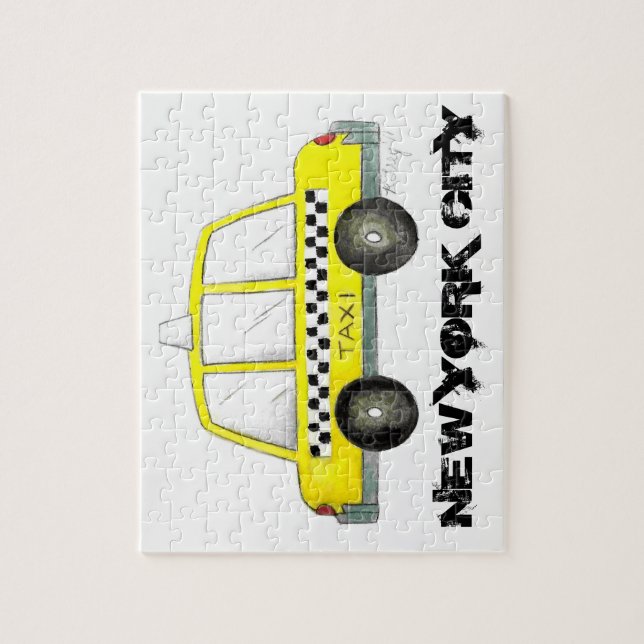 Taxi NYC Yellow New York City Chequered Cab Car Jigsaw Puzzle (Vertical)