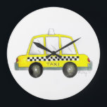Taxi NYC Yellow New York City Chequered Cab Gift Large Clock<br><div class="desc">Design features an original watercolor illustration of a classic yellow New York City chequered taxi cab. Great for anyone who lives in or loves NYC!

Don't see what you're looking for? Need help with customization? Click "contact this designer" to have something created just for you!</div>
