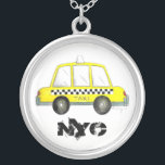 Taxi NYC Yellow New York City Chequered Cab Gift Silver Plated Necklace<br><div class="desc">Design features an original watercolor illustration of a classic yellow New York City chequered taxi cab. Great for anyone who lives in or loves NYC!

Don't see what you're looking for? Need help with customization? Click "contact this designer" to have something created just for you!</div>