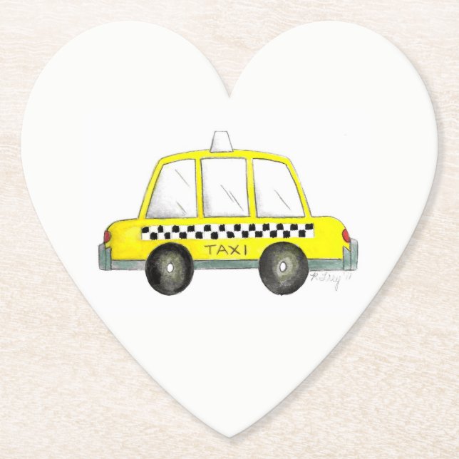 Taxi NYC Yellow New York City Chequered Cab Print Paper Coaster (Front)