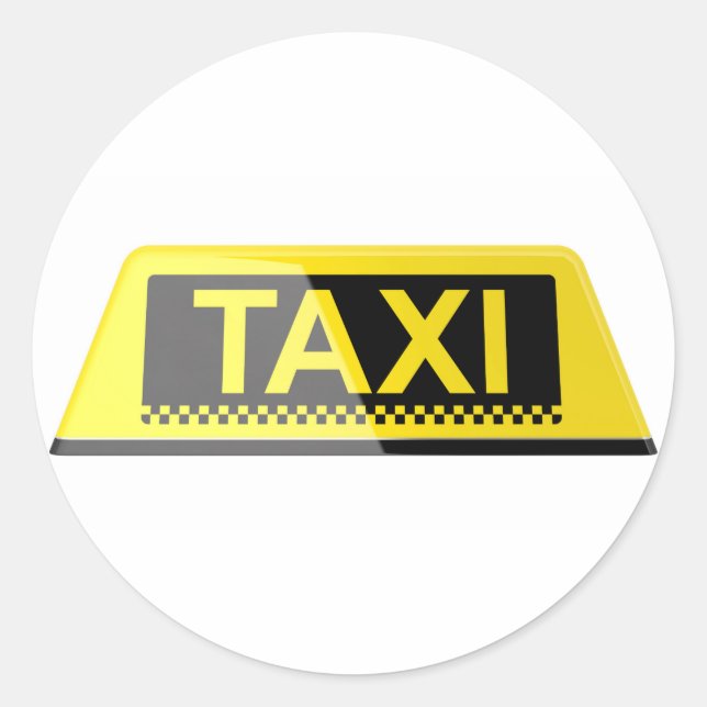 Taxi sign classic round sticker (Front)