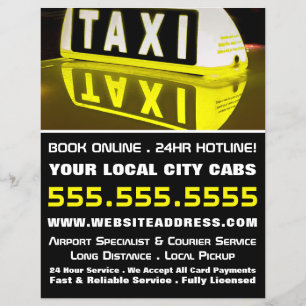 Taxi Sign Reflection, Taxi Cab Firm and Price List Flyer
