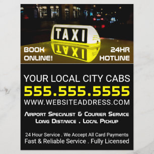 Taxi Sign, Taxi Cab Firm with Price List Flyer