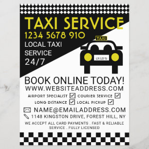 Taxi Station, Taxi Cab Firm with Price List Flyer