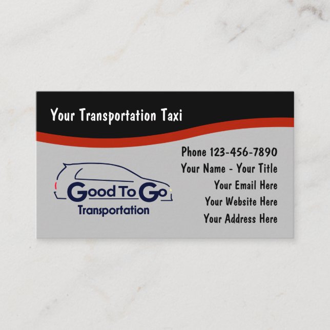 Taxi Transport Vehicle Business Cards (Front)