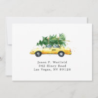 Taxi with Christmas Tree Printable Return Address