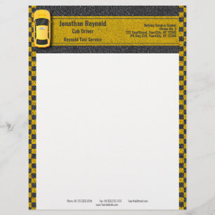 Taxi Yellow Business Cab Driver Service Letterhead