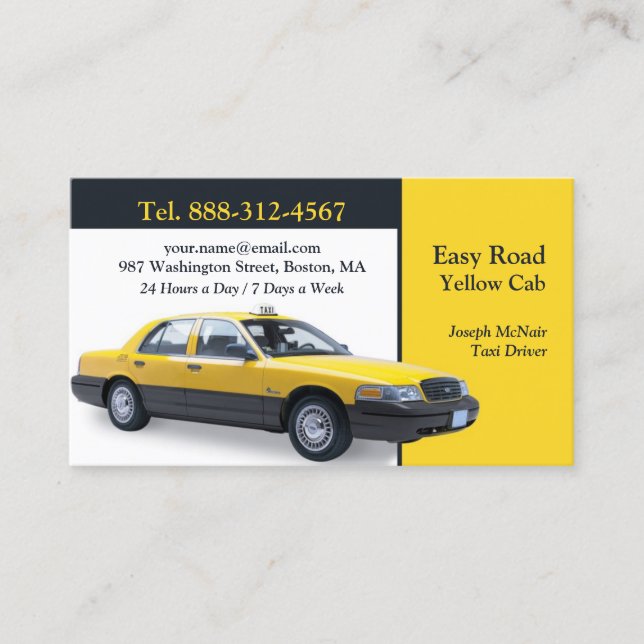 Taxi Yellow Cab Business Card (Front)
