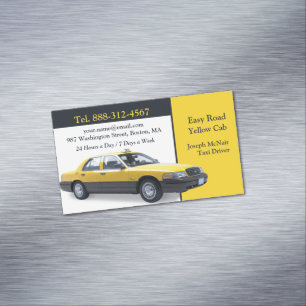 Taxi Yellow Cab Magnetic Business Card
