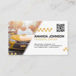 Taxi Yellow Cab QR Code Business Card