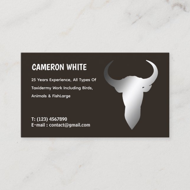 Taxidermist Black Business Card (Front)