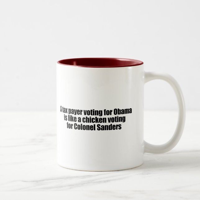 Taxpayer voting for Obama is like a chicken Two-Tone Coffee Mug (Right)