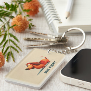 tay Happy Dog – Cute Positive Quote Art Keychain