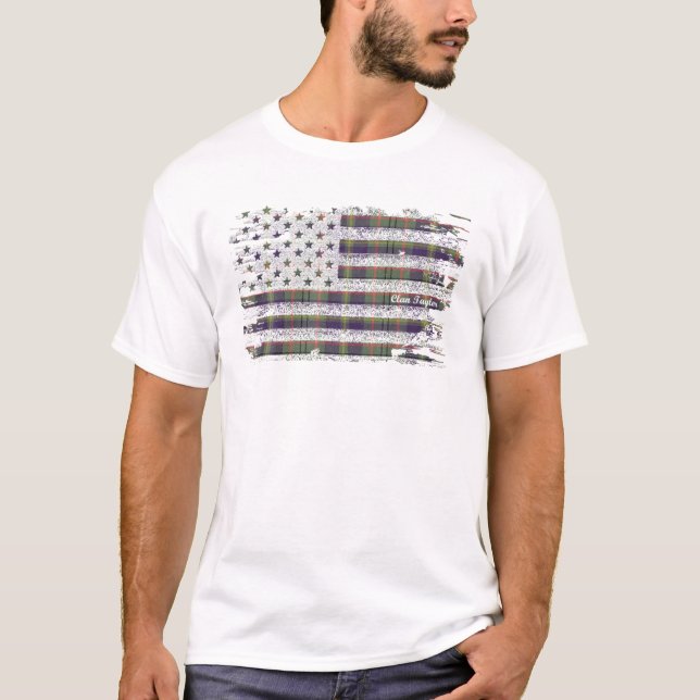 Taylor American Flag Scottish Clan Tartan T-Shirt (Front)