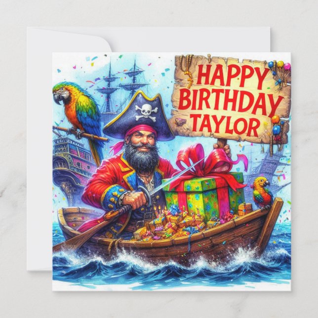 TAYLOR ~ Birthday Card ~ Friendly Pirate ~  (Front)