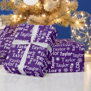 TAYLOR Custom Name With Snowflakes  Wrapping Paper