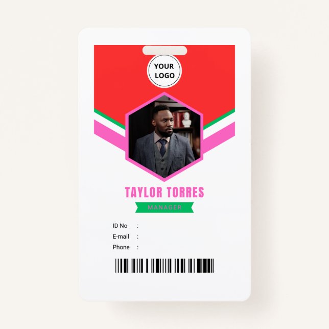 Taylor | Employee Photo ID Company manager Badge (Front)