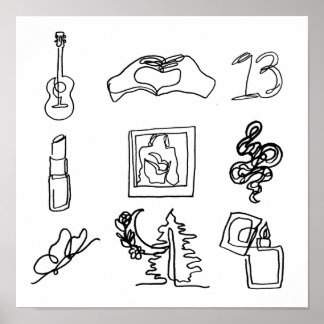 Taylor Eras Minimaliste Line Art Album Poster