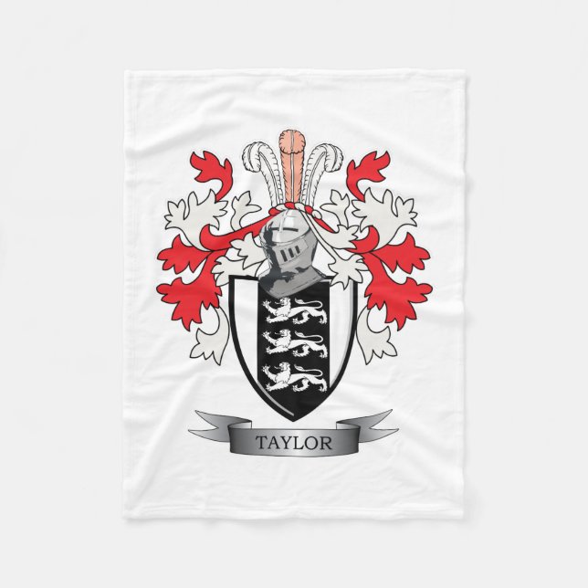 Taylor Family Crest Coat of Arms Fleece Blanket (Front)