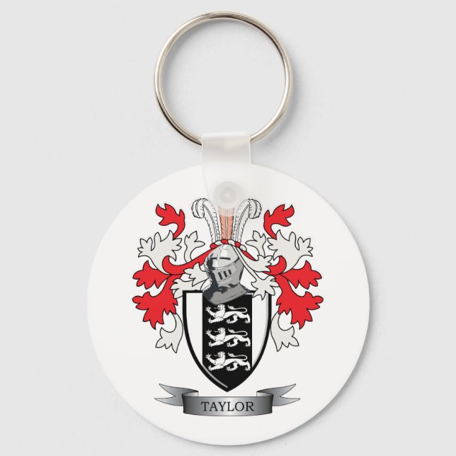 Taylor Family Crest Coat of Arms Keychain (Front)