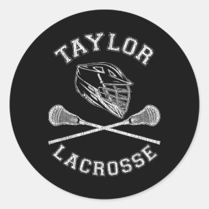 Taylor Lacrosse Vintage Distressed Retro Lax  Classic Round Sticker