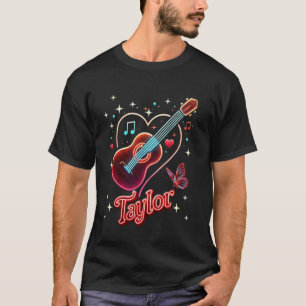 Taylor Name I Love Taylor Groovy Heart Love Girls  T-Shirt