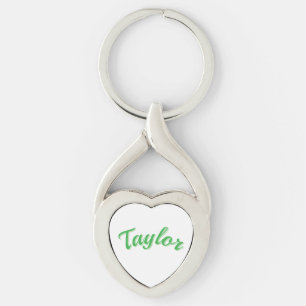Taylor Name In Green, Keychain