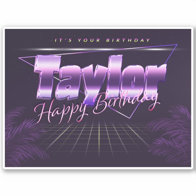 Taylor Nom Prénom lila retro Sticker (Devant)