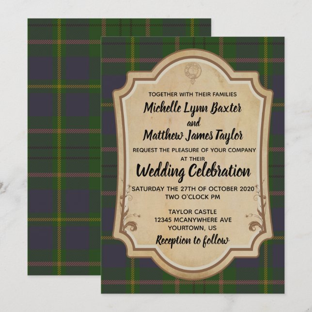 Taylor Tartan Faire-part de mariage an (Devant / Derrière)