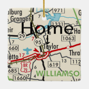Taylor TX Map Ceramic Ornament