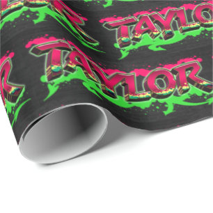 Taylor Vorname Name Graffiti red green Wrapping Paper