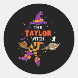 Taylor Witch Hat Halloween Ghost Surname First Nam Classic Round Sticker