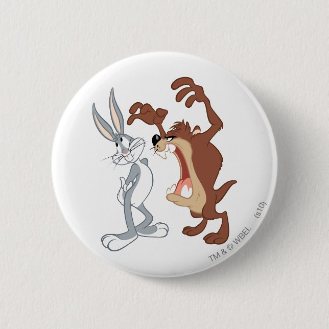 TAZ™ and BUGS BUNNY™ Not Even Flinching - Colour 2 Inch Round Button (Front)