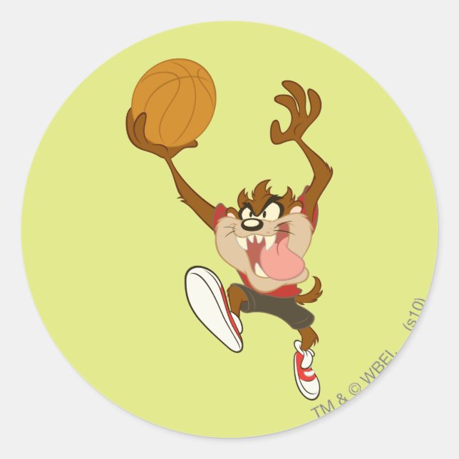 TAZ™ Basketball Layup Classic Round Sticker (Front)