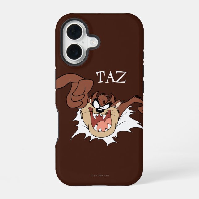 TAZ™ Bursting Through Page iPhone 16 Case (Back)