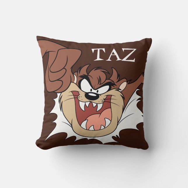 TAZ™ Bursting Through Page Throw Pillow (Front)